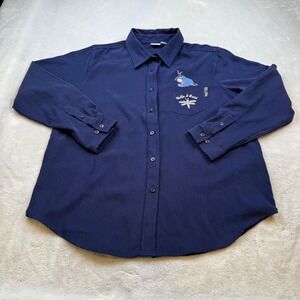 Disney Eeyore Hello I Guess Embroidered Button Up Shirt Women Large